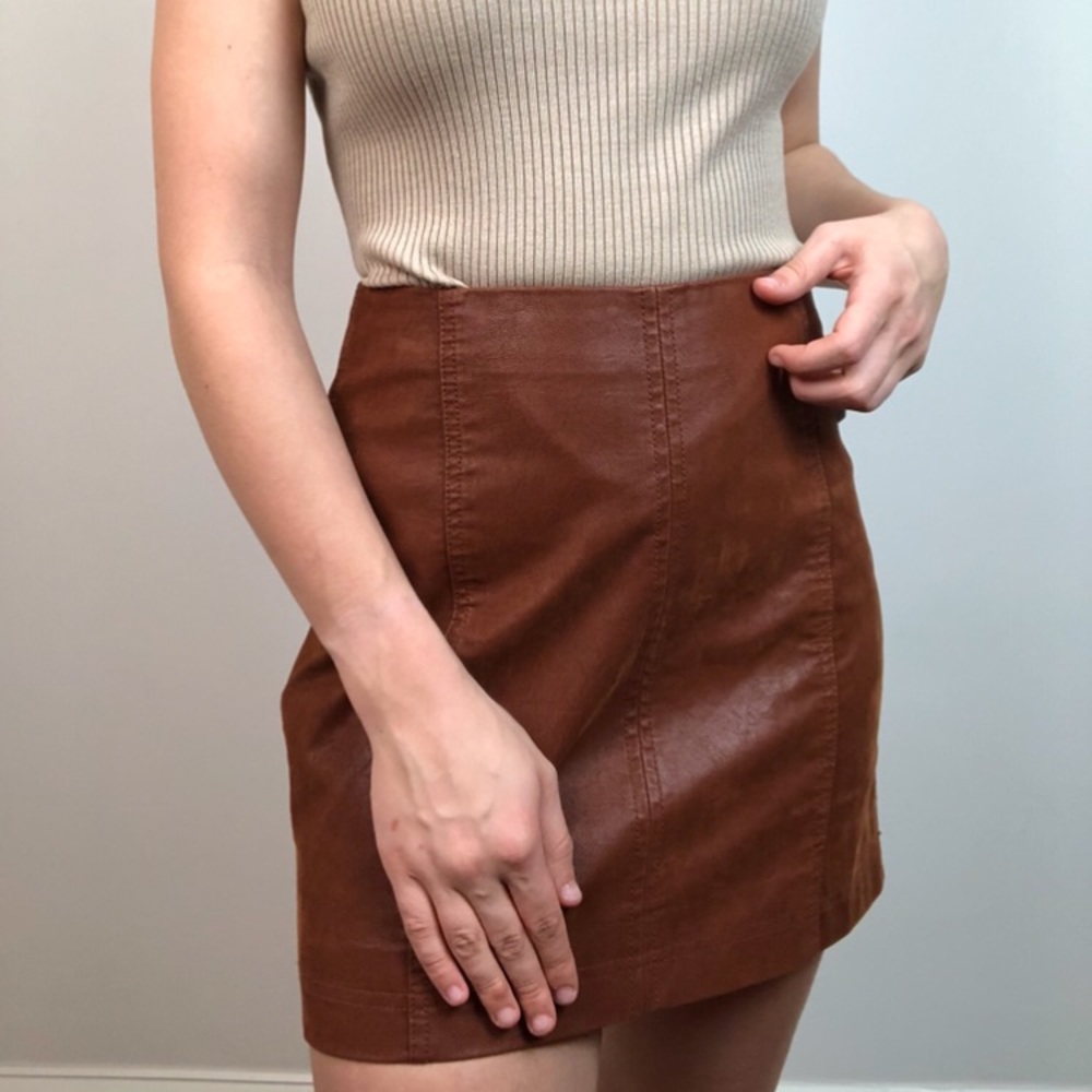NWT free people leather mini skirt!